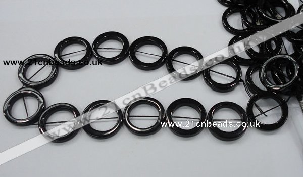 CAB329 15.5 inches 30mm donut shape black agate gemstone beads