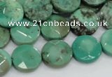 CAB33 15.5 inches 14mm faceted coin green grass agate gemstone beads