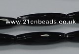 CAB330 15.5 inches 8*30mm faceted rice black agate gemstone beads