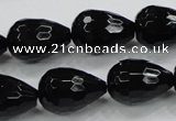 CAB331 15.5 inches 13*17mm faceted teardrop black agate gemstone beads