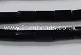 CAB333 15.5 inches 8*12mm faceted column black agate gemstone beads