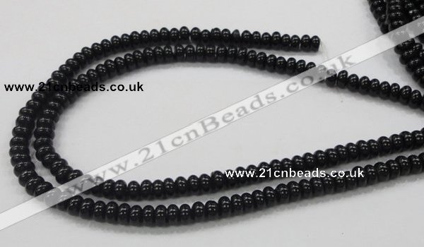 CAB339 15.5 inches 4*8mm rondelle black agate gemstone beads