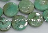 CAB34 15.5 inches 18mm faceted coin green grass agate gemstone beads