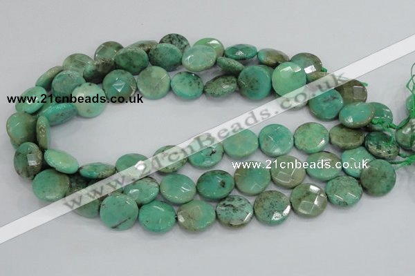 CAB34 15.5 inches 18mm faceted coin green grass agate gemstone beads