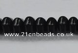 CAB340 15.5 inches 8*14mm hexagon rondelle black agate gemstone beads