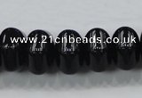 CAB341 15.5 inches 12*18mm hexagon rondelle black agate gemstone beads