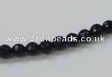 CAB342 15.5 inches 6mm faceted round black agate gemstone beads