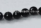 CAB344 15.5 inches 10mm faceted round black agate gemstone beads