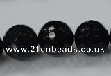 CAB346 15.5 inches 18mm faceted round black agate gemstone beads