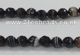 CAB347 15.5 inches 8mm faceted round black agate gemstone beads