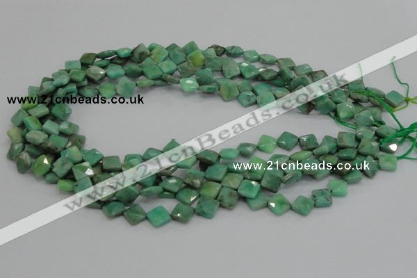 CAB35 15.5 inches 8*8mm faceted diamond green grass agate beads