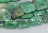 CAB36 15.5 inches 10*14mm faceted rectangle green grass agate beads