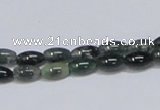 CAB387 15.5 inches 5*8mm rice moss agate gemstone beads wholesale