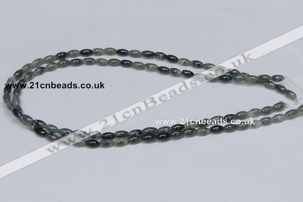 CAB387 15.5 inches 5*8mm rice moss agate gemstone beads wholesale