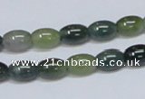 CAB388 15.5 inches 7*10mm rice moss agate gemstone beads wholesale