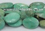 CAB39 15.5 inches 13*18mm faceted oval green grass agate beads