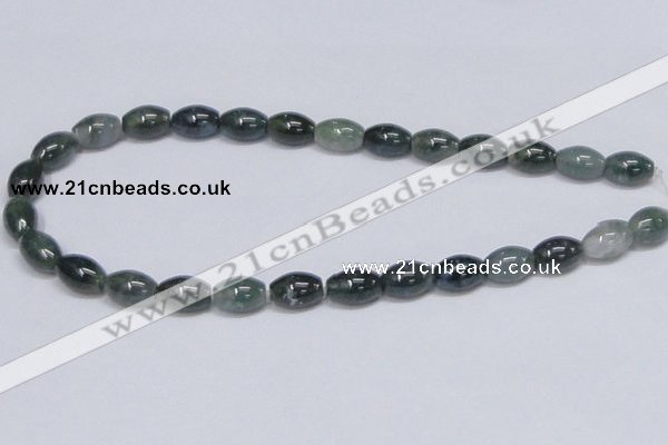 CAB390 15.5 inches 10*15mm rice moss agate gemstone beads wholesale