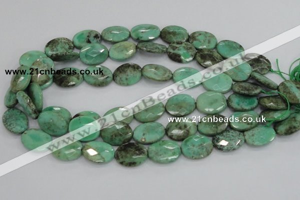 CAB40 15.5 inches 15*20mm faceted oval green grass agate beads