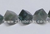 CAB401 15.5 inches 10*10mm inclined cube moss agate gemstone beads