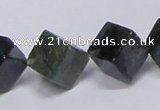 CAB402 15.5 inches 12*12mm inclined cube moss agate gemstone beads