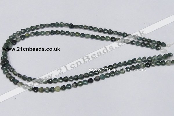 CAB403 15.5 inches 6*6mm heart moss agate gemstone beads wholesale