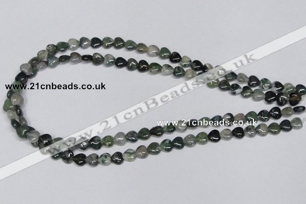 CAB404 15.5 inches 8*8mm heart moss agate gemstone beads wholesale