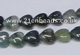 CAB405 15.5 inches 10*10mm heart moss agate gemstone beads wholesale