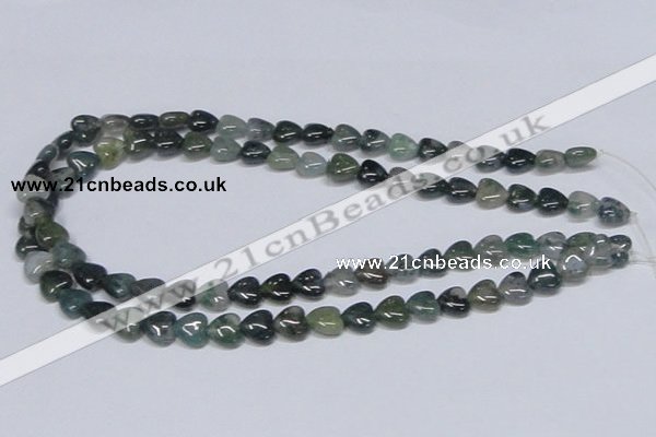 CAB405 15.5 inches 10*10mm heart moss agate gemstone beads wholesale