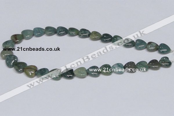 CAB407 15.5 inches 14*14mm heart moss agate gemstone beads wholesale