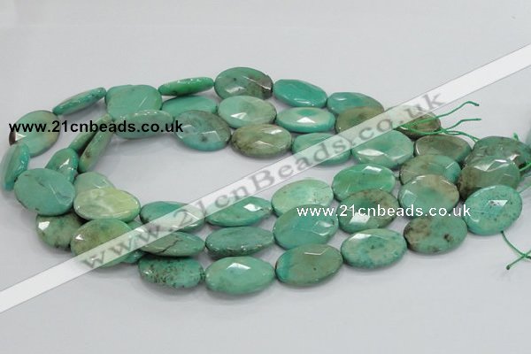 CAB41 15.5 inches 18*25mm faceted oval green grass agate beads