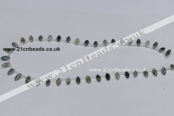 CAB411 15.5 inches 5*10mm horse eye moss agate gemstone beads