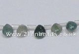 CAB414 15.5 inches 7*9mm flat teardrop moss agate gemstone beads