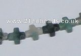 CAB415 15.5 inches 10*10mm cross moss agate gemstone beads