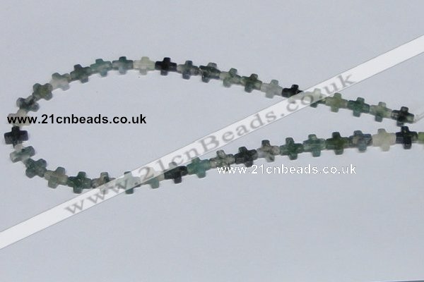 CAB415 15.5 inches 10*10mm cross moss agate gemstone beads