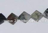 CAB417 15.5 inches 10*10mm diamond moss agate gemstone beads