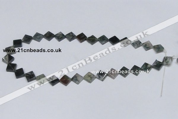 CAB417 15.5 inches 10*10mm diamond moss agate gemstone beads