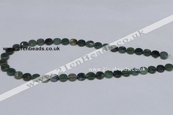 CAB419 15.5 inches 10mm coin moss agate gemstone beads wholesale