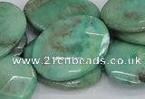 CAB42 15.5 inches 22*30mm faceted oval green grass agate beads