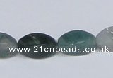 CAB421 15.5 inches 8*16mm twisted rice moss agate gemstone beads