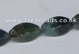 CAB422 15.5 inches 10*20mm twisted rice moss agate gemstone beads