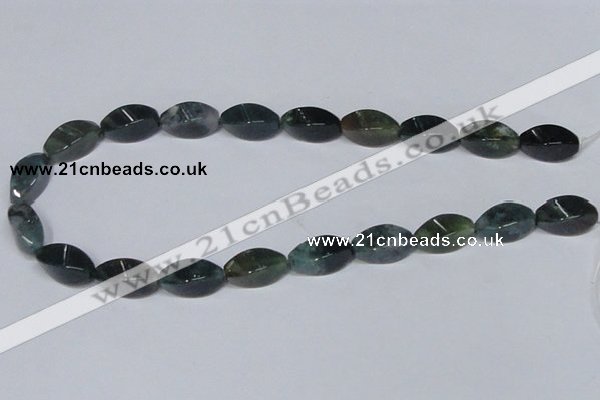 CAB422 15.5 inches 10*20mm twisted rice moss agate gemstone beads