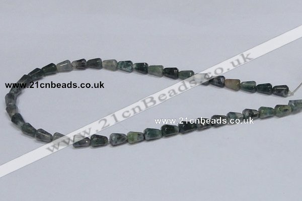 CAB424 15.5 inches 7*10mm faceted teardrop moss agate gemstone beads