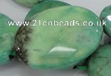 CAB44 15.5 inches 30*40mm faceted oval green grass agate beads