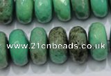 CAB45 15.5 inches 10*18mm faceted rondelle green grass agate beads