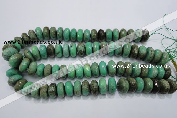 CAB45 15.5 inches 10*18mm faceted rondelle green grass agate beads