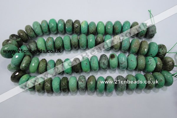 CAB46 15.5 inches 11*20mm faceted rondelle green grass agate beads