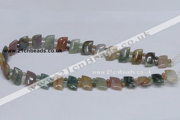 CAB468 15.5 inches horse eye & round double-drilled indian agate beads