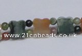 CAB469 15.5 inches flower & round double-drilled indian agate beads