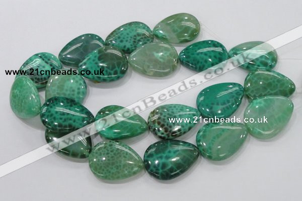 CAB56 15.5 inches 30*40mm flat teardrop peafowl agate gemstone beads