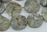 CAB571 15.5 inches 20mm wavy coin silver needle agate gemstone beads